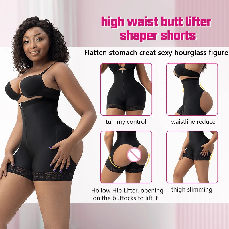 Custom Logo High Elastic Tummy Control Hip Enhancer Faja and Shapewear Women Post Op Hollow Butt Lifter BBL Shaper Short