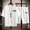 New Cross Border Summer Loose Comfortable Half Sleeve T-shirt Waffle Short Sleeve T-shirt Men's Casual Sports Set