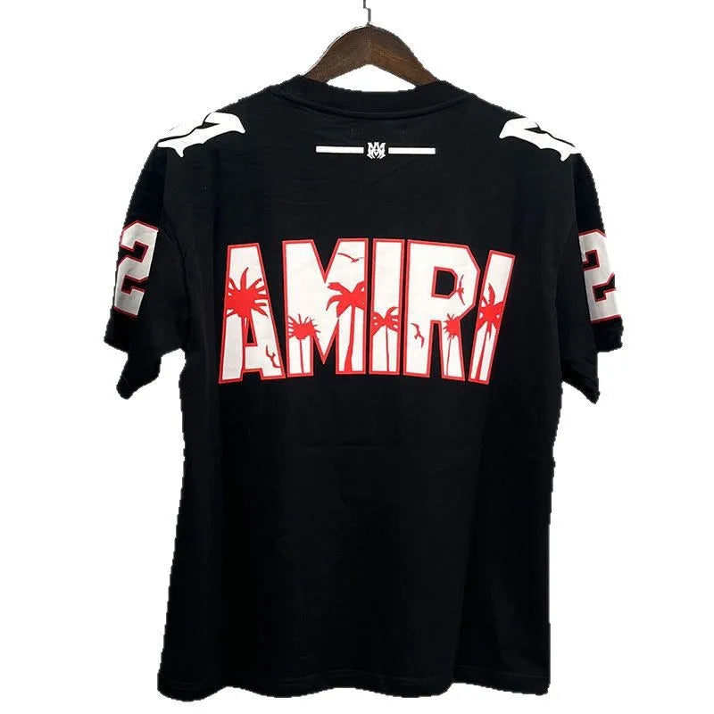 Fashion Brand High Street Unisex Loose Fit Short Sleeve T-Shirt with DTG Printed Letter Pattern Cotton Washed Fabric