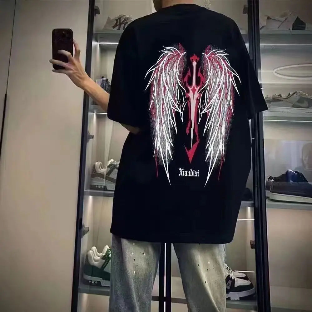 Best-selling High Street Unisex 100% Cotton Oversized Short-sleeved Three-piece Set Loose Casual T-shirt Versatile Summer
