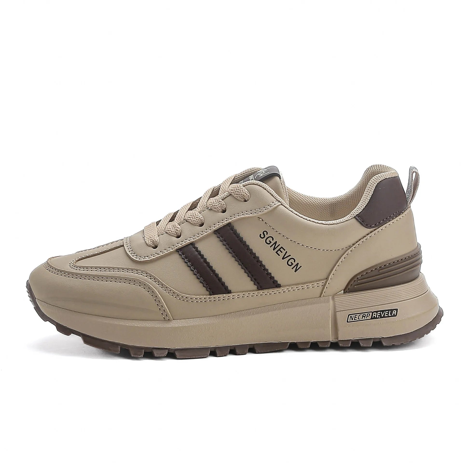 Women's 2025 Spring Autumn Running Flat Sneaker Cross-Border Plus Size All-match Leather Lace-Up Cushioning Non-slip Casual