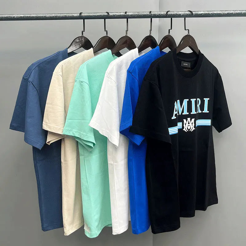 Fashion Brand High Street Unisex Loose Fit Short Sleeve T-Shirt with DTG Printed Letter Pattern Cotton Washed Fabric