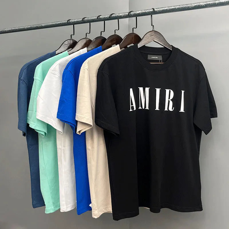 Fashion Brand High Street Unisex Loose Fit Short Sleeve T-Shirt with DTG Printed Letter Pattern Cotton Washed Fabric