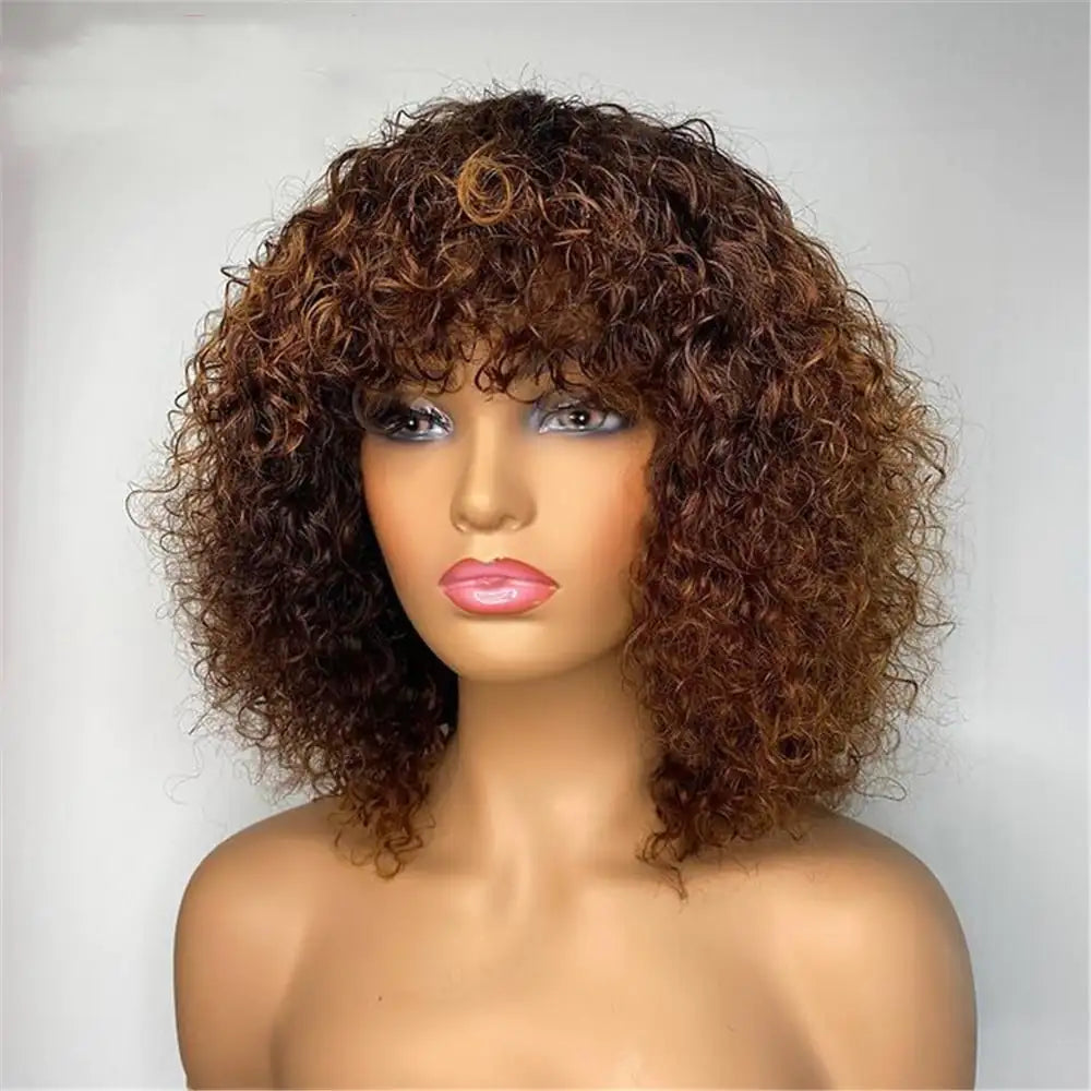 Ladies Black African Short Curly Hair with Long Extensions