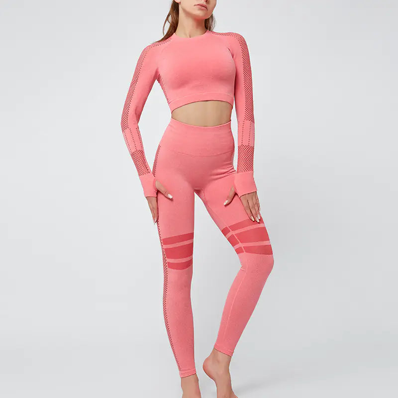 TYKM Women's Long Sleeve Workout Leggings Set