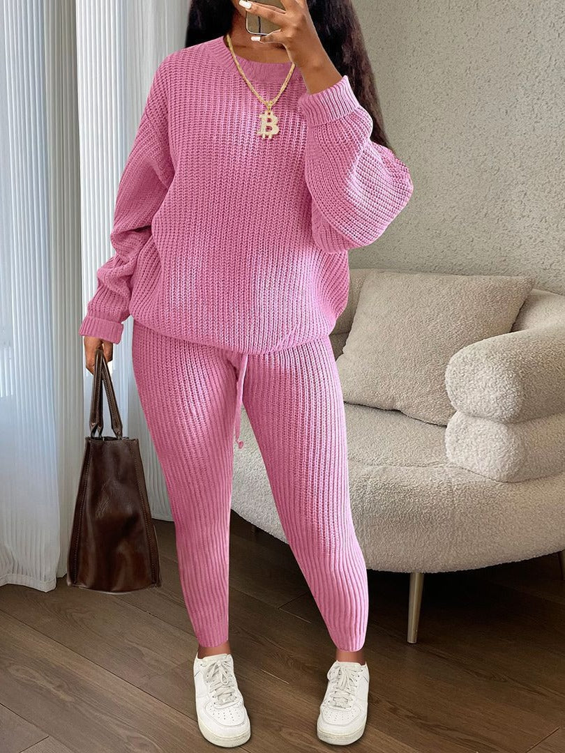 European and American Amazon hot sale fashion casual knitted suit trousers suit foreign trade Women's wool suit