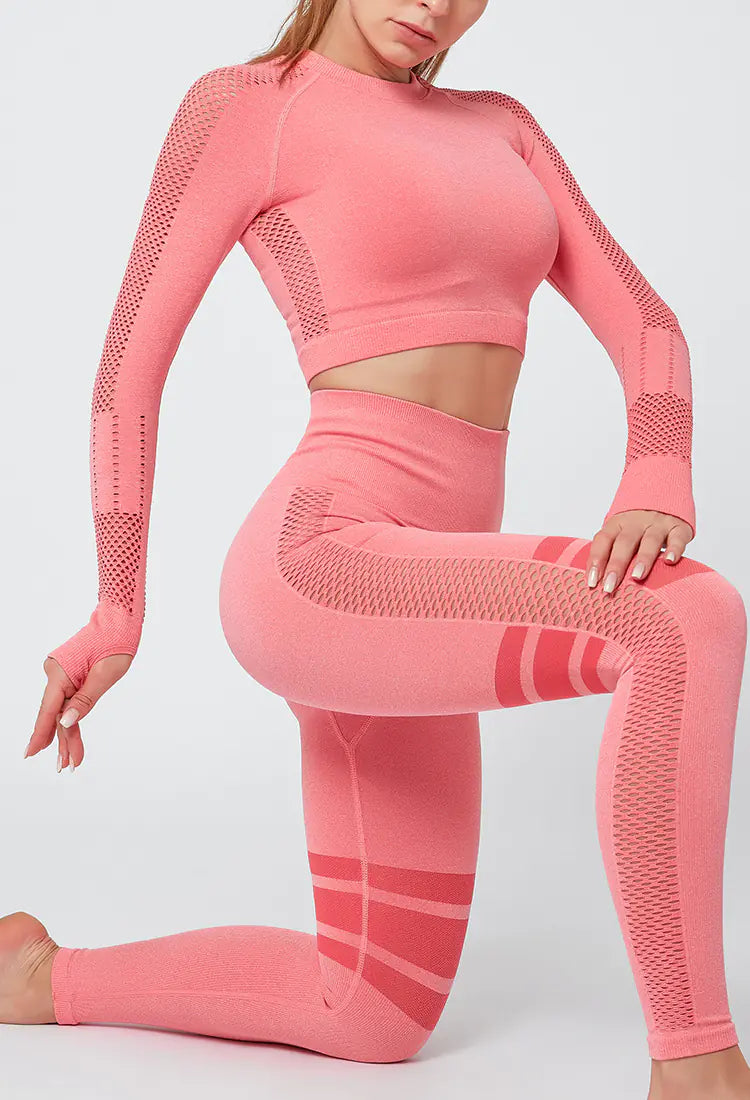 TYKM Women's Long Sleeve Workout Leggings Set
