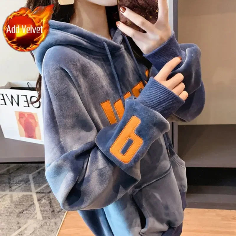 Women's Hooded Sweatshirts Long Sleeve Streetwear Hoodies Trend Loose Baggy Y 2k Vintage 2000s Sport Y2k Nice Color M Female Top