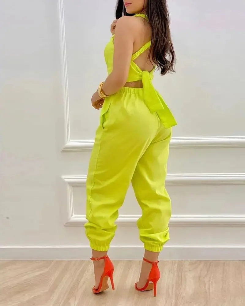 Women's Jumpsuit Elegant Sexy Suspender Printed Jumpsuits Casual Hip Waist Overalls Romper For Women Spring Summer 2023
