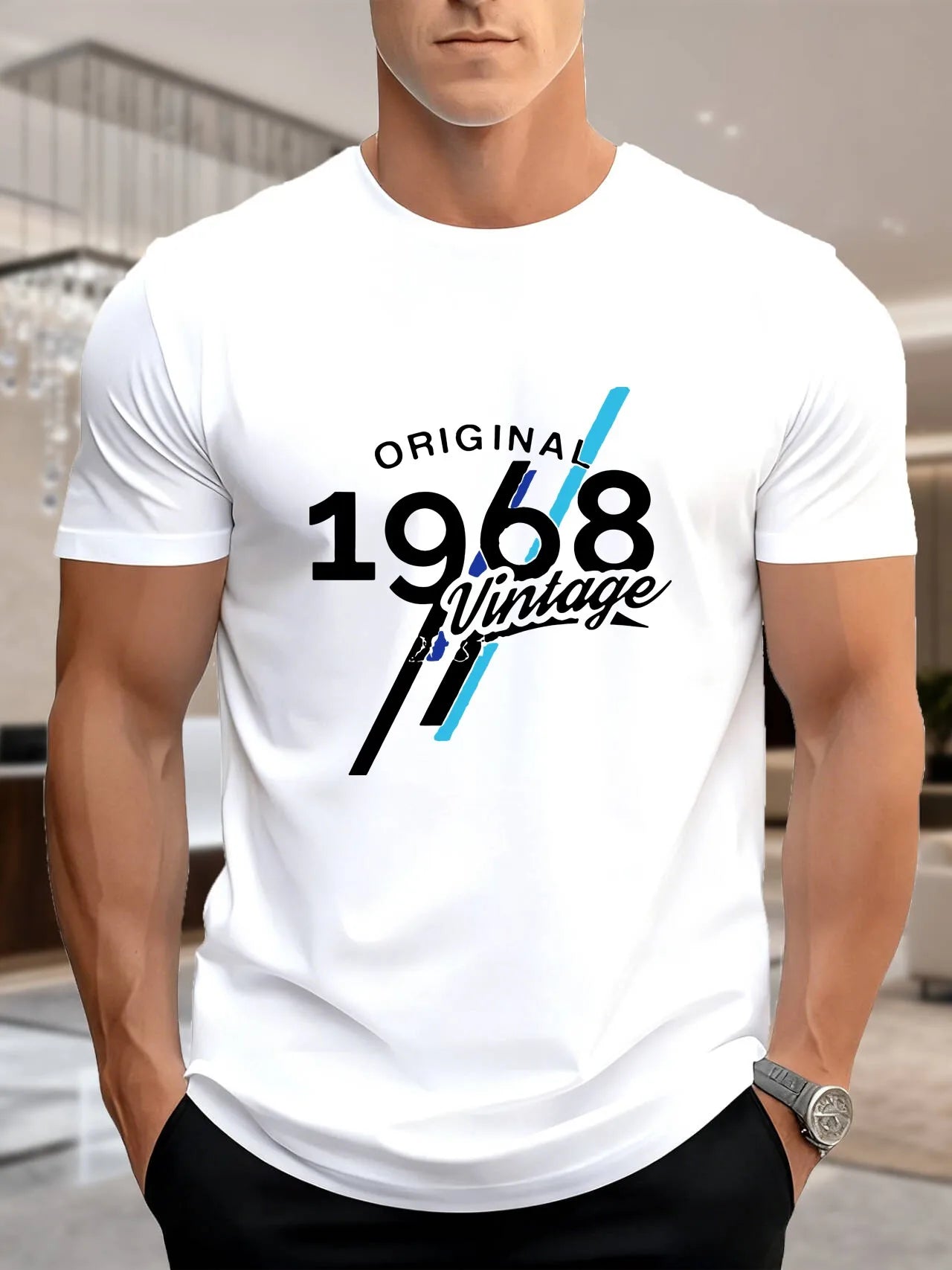 Men's Printed Short Sleeve T-Shirt - 100% Cotton Comfortable Breathable, Trendy Number Graphic Design, Multi-Color Options, Casual S
