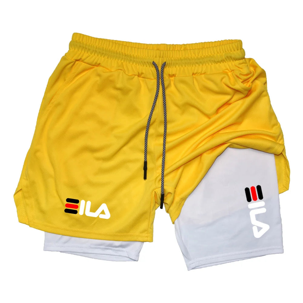 2025Men Running Shorts 2 In 1 Double-deck Sport Shorts Sportswear Gym Fitness Short Pants Training Jogging Bottom Men's Clothing