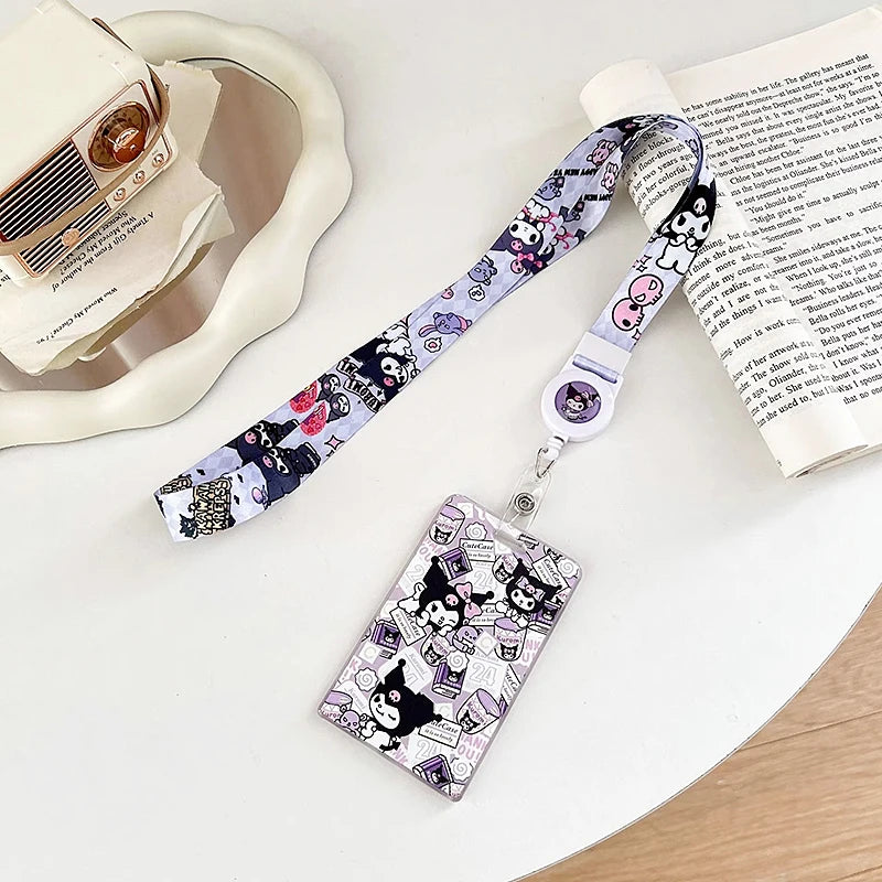 Sanrios ID Card Holder Lanyard Porta Credencial Pochacco Kuromi credit Card Case Cover with Neck Strap for Work Kawaii Accessory