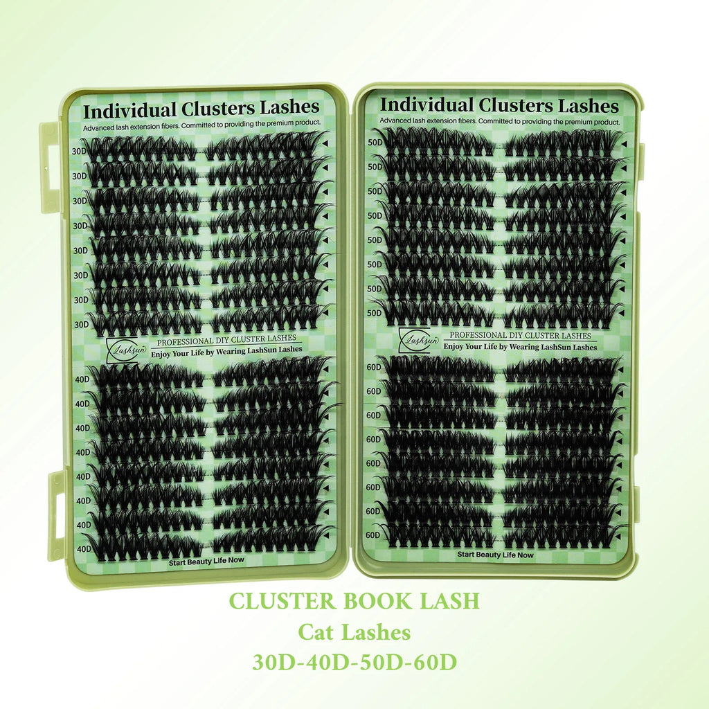 LASHSUN Lash Clusters book DIY Eyelash Extensions Clusters Lashes book D Curl LASH Mega Volume Individual Lashes Eyelash Cluster