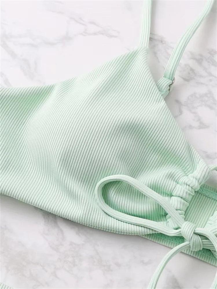 2024 Sexy Bikini Women Low waist Swimsuit Female Solid Brazilian Bikinis Set 2 Pieces Swimming Beach Bathing Suit New Beachwear