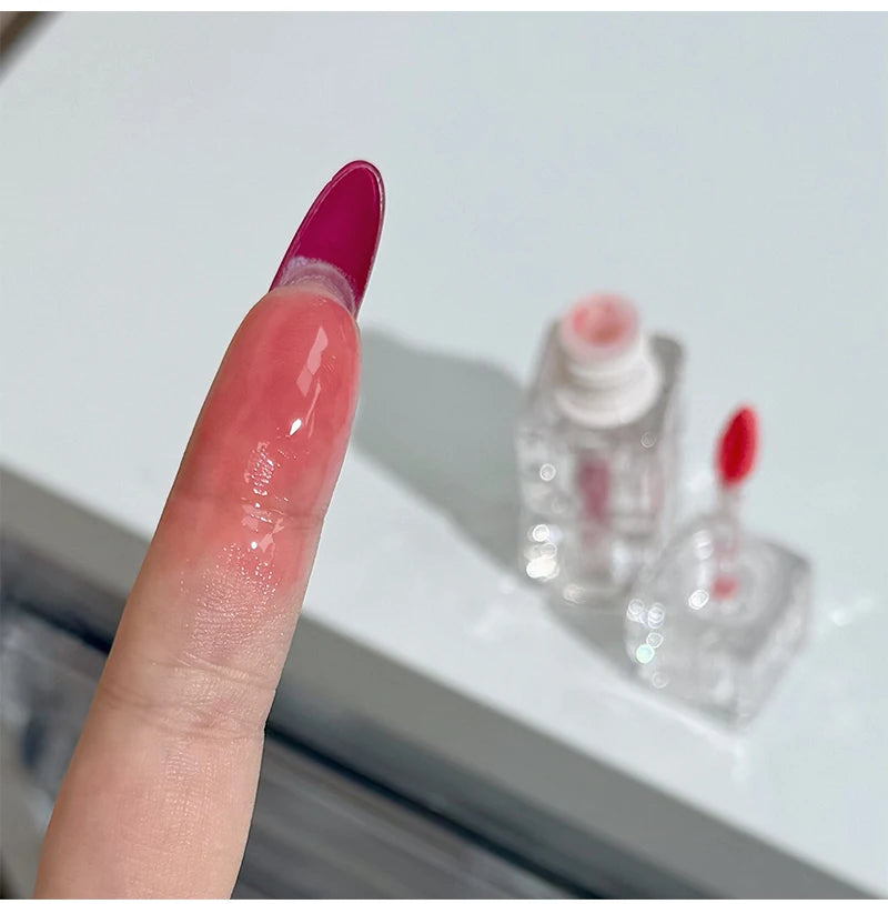 QIBEST Beauty Juice Lip Glaze Gummy Jelly Mirror Water Gloss Lip Glaze Female Affordable Lipstick Lipgloss Tint Korean Cosmetics