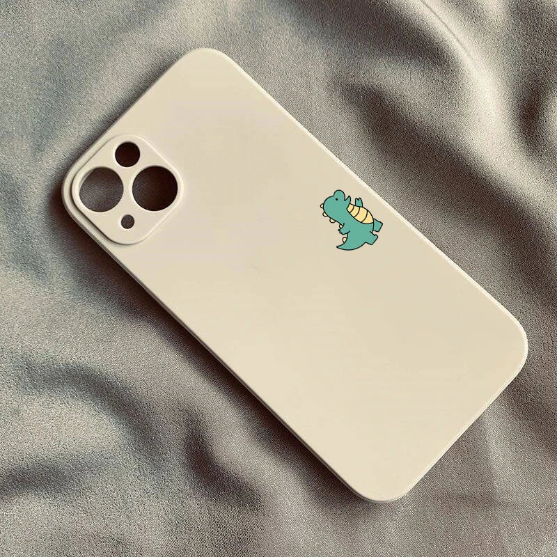 Cute Dinosaur Couple Phone Case for iPhone 16 15 14 13 12 11 Pro Max Mini X XS XR 7 8 Plus SE Shockproof Non-Slip Cover Fundas