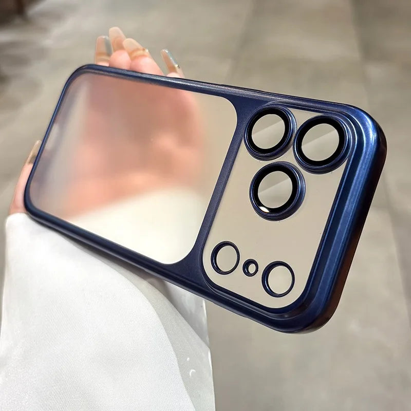 Luxury Matte Hard PC Ultra Slim Case for iPhone 17 Pro Max 16 15 14 13 Plating Camera Film Protector Frosted Shockproof Cover