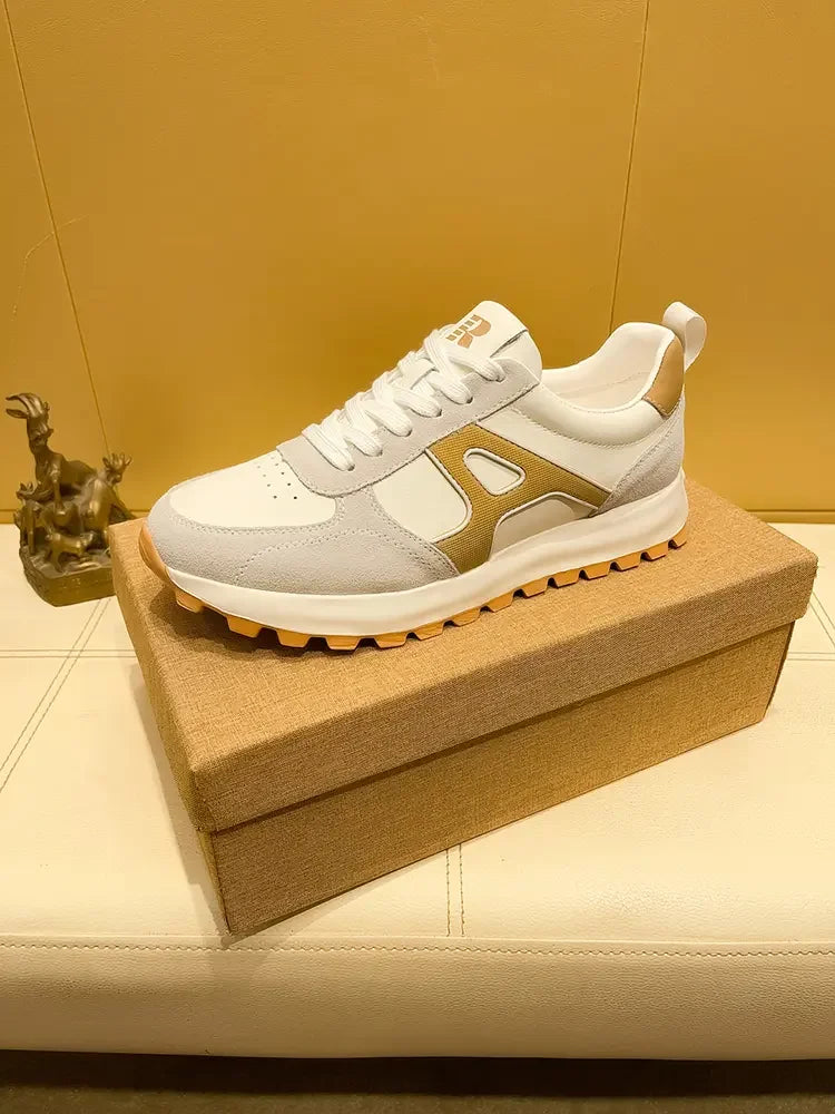 Sneakers Casual Men Designer Retro Running Shoes Fashion Genuine Leather Fabric Breathable Height Increased Platform Sport Shoes