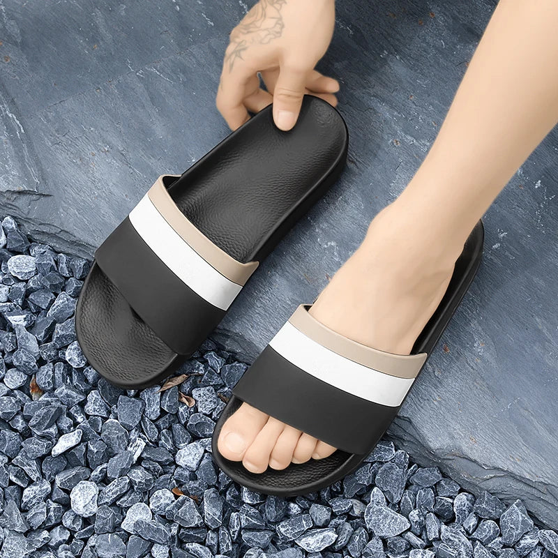 YRZL Men Slippers Summer Soft Sandals Breathable Lightweight Slides for Men Non-Slip Comfortable Shoes Outdoor Casual Footwear