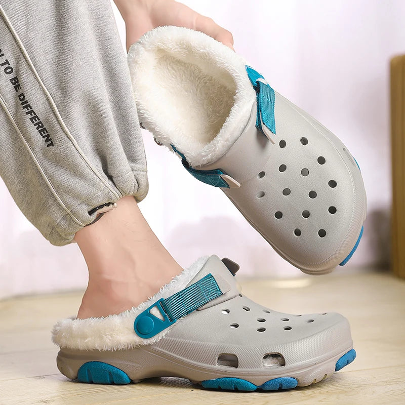 Men Slippers Slippers for Men Waterproof Soft and Comfortable Warm Add Velvet Couple Women Home Shoes Non-Slip Wear-resistant