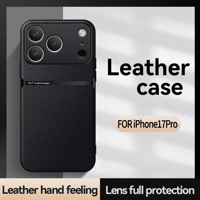 Luxury Shockproof Leather Case Coque For iPhone 17 17 Air 17 Pro Max Plus Magnet Shell Phone Case for  iPhone 17Pro Back Cover