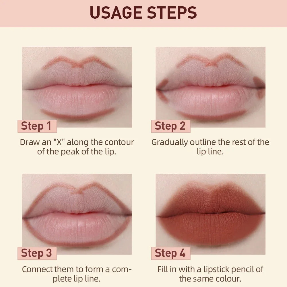 2pcs Lipstick Lipliner Pen Set Matte Velvet Lip Liner Pencil Contour Makeup Sexy Red Lip Stick Long Lasting Cosmetics