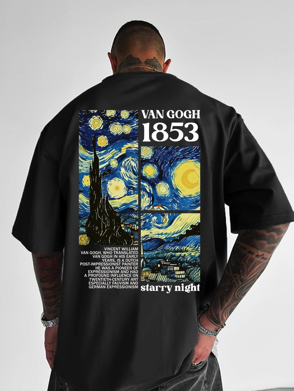 Van Gogh Starry Night Print on 100 Cotton Mens T Shirt Great for Summer Streetwear and Casual Art Inspired Outings