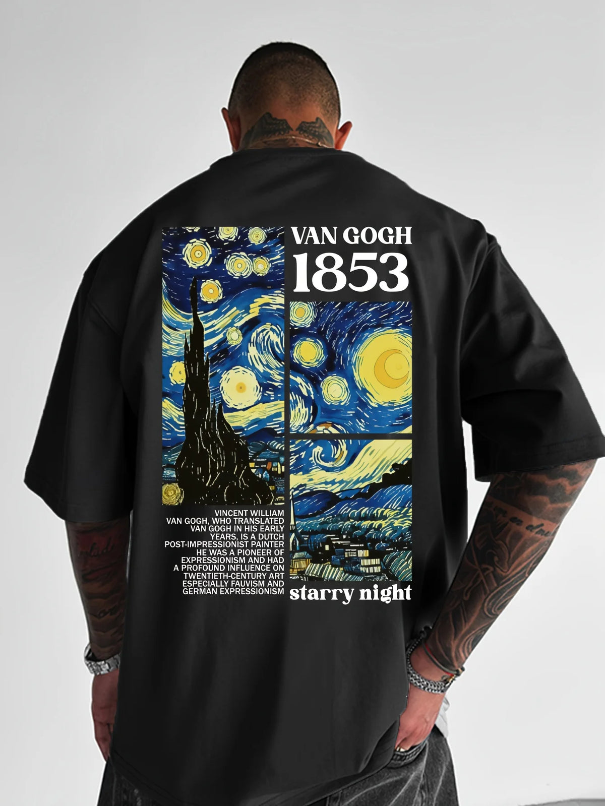 Van Gogh Starry Night Print on 100 Cotton Mens T Shirt Great for Summer Streetwear and Casual Art Inspired Outings
