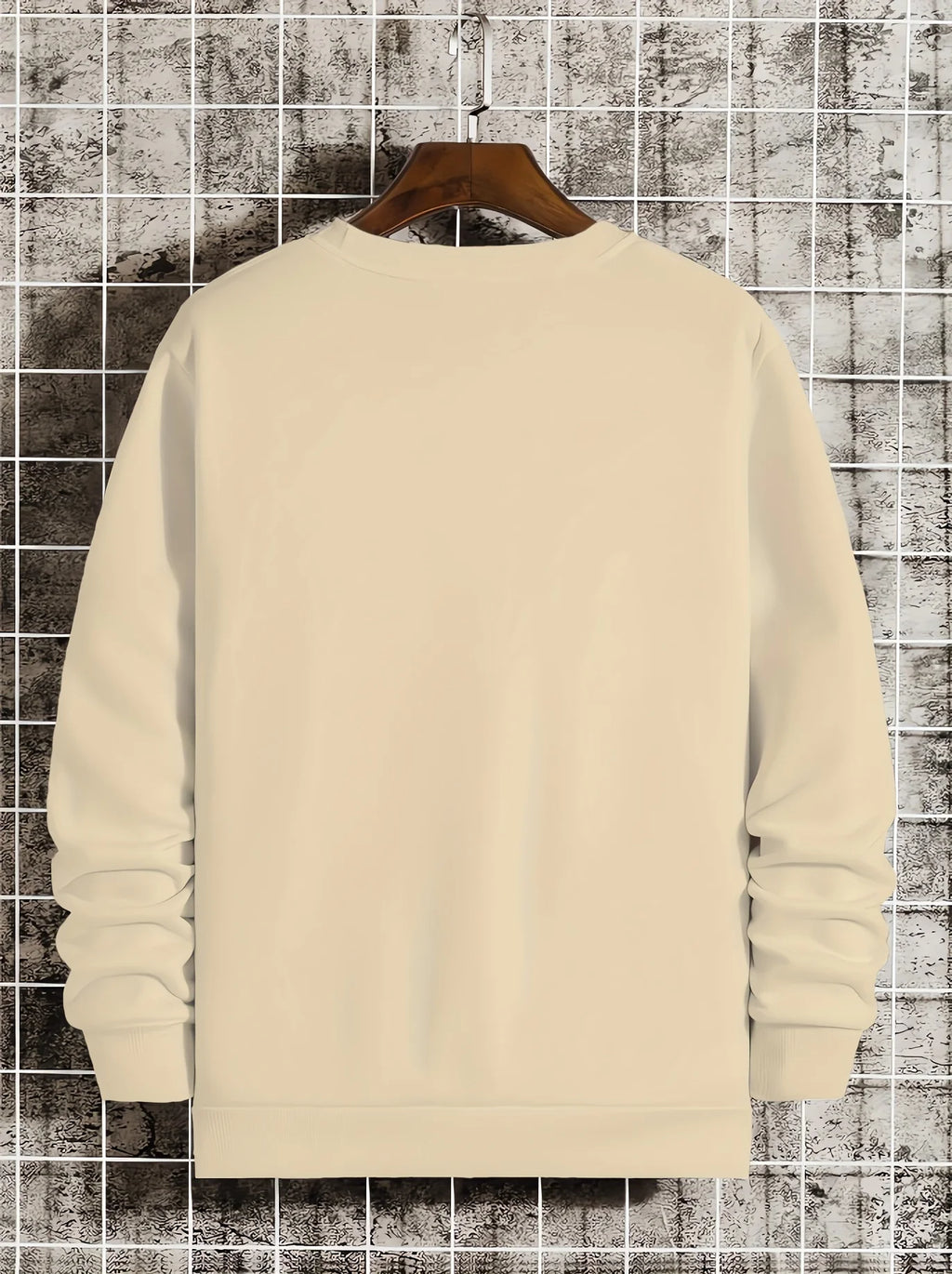 Men's autumn and winter fashionable casual loose New York letter graphic printed long sleeved round neck sweatshirt