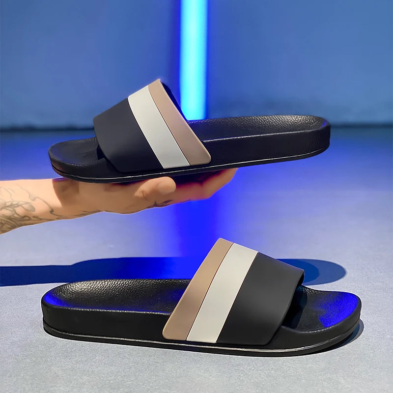 YRZL Men Slippers Summer Soft Sandals Breathable Lightweight Slides for Men Non-Slip Comfortable Shoes Outdoor Casual Footwear
