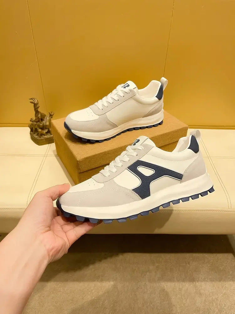 Sneakers Casual Men Designer Retro Running Shoes Fashion Genuine Leather Fabric Breathable Height Increased Platform Sport Shoes
