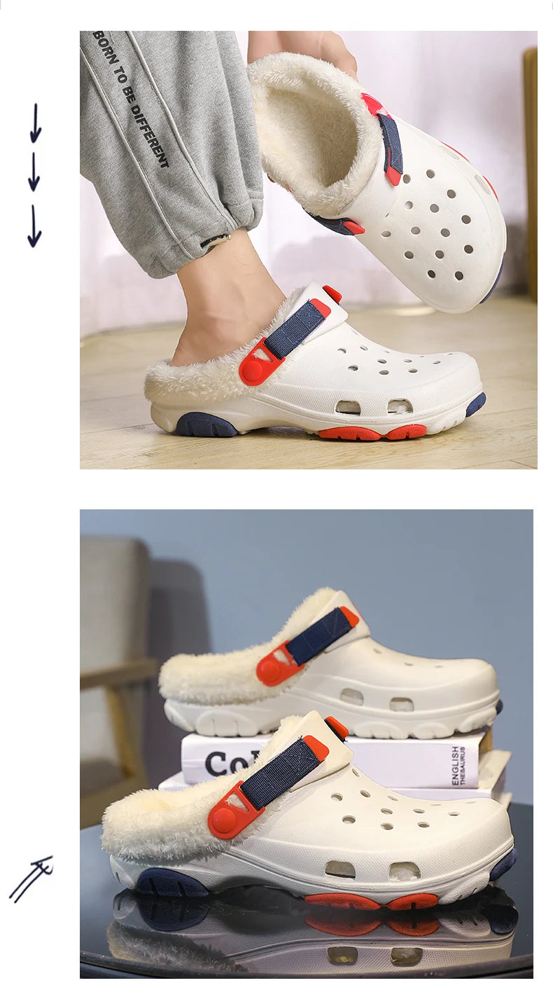 Men Slippers Slippers for Men Waterproof Soft and Comfortable Warm Add Velvet Couple Women Home Shoes Non-Slip Wear-resistant