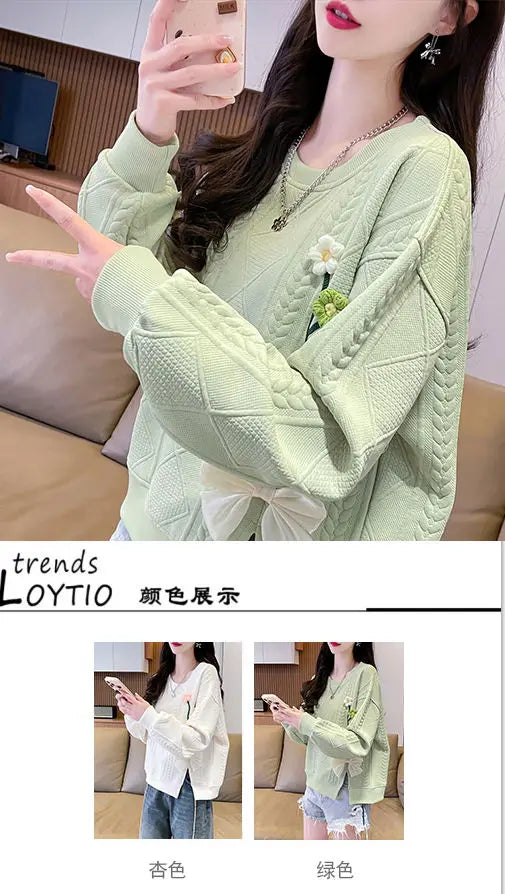 Fashionable Round Neck Sweatshirt for Women 2025 New Spring and Autumn Loose and Versatile Thin Pullover Short Versatile Top