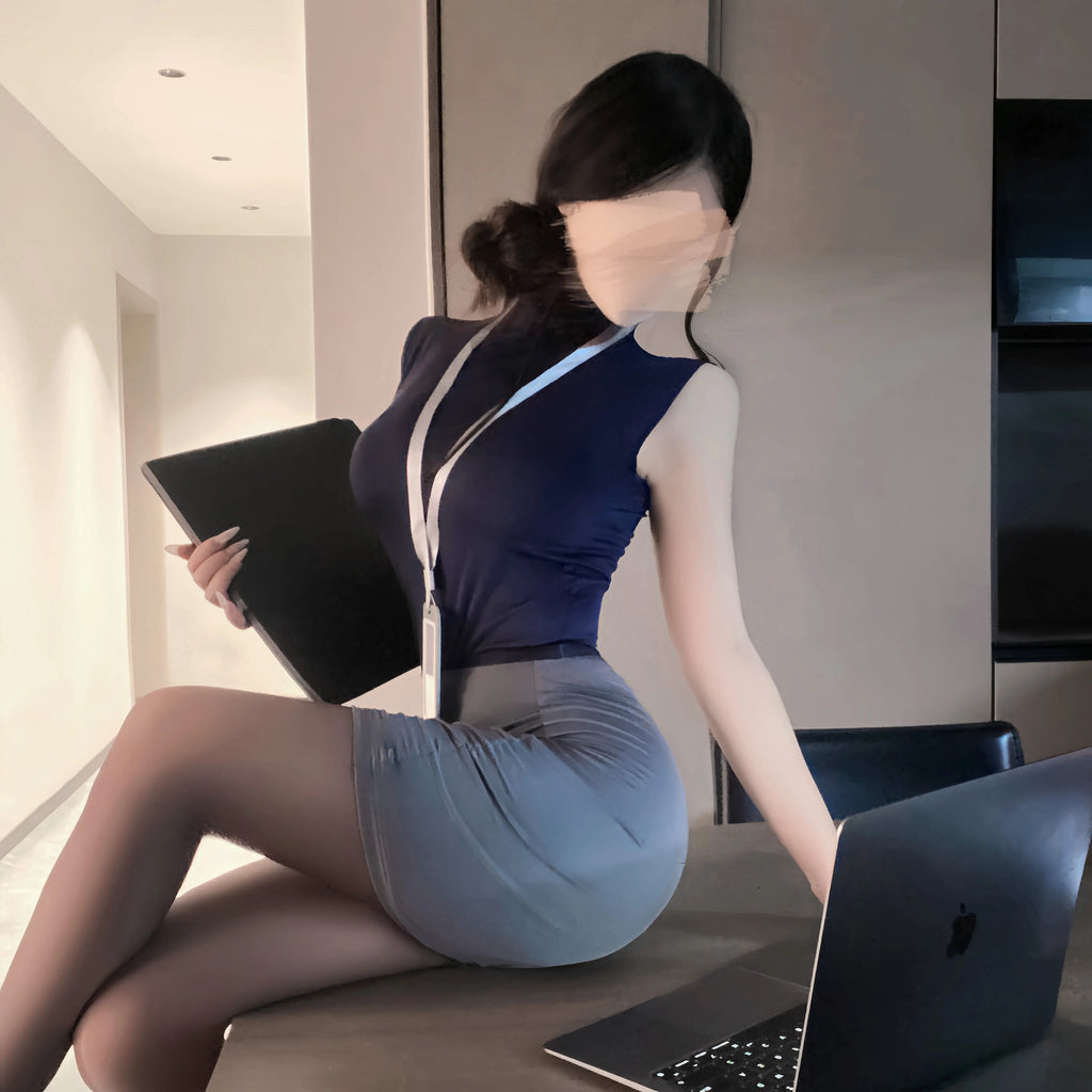 Sexy Office Lady Cosplay Costumes Erotic Lingerie Hip Wrap Skirt Women's Secretary Roleplay Uniform Temptation Mini Dress