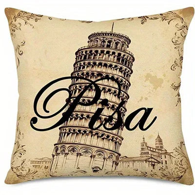 Home Decor Eiffel Pisa London Rome Travel Pillows Pattern Cushion Cover Suitable for Sofa Bedroom Car Pillow Cover