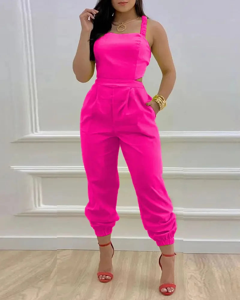 Women's Jumpsuit Elegant Sexy Suspender Printed Jumpsuits Casual Hip Waist Overalls Romper For Women Spring Summer 2023
