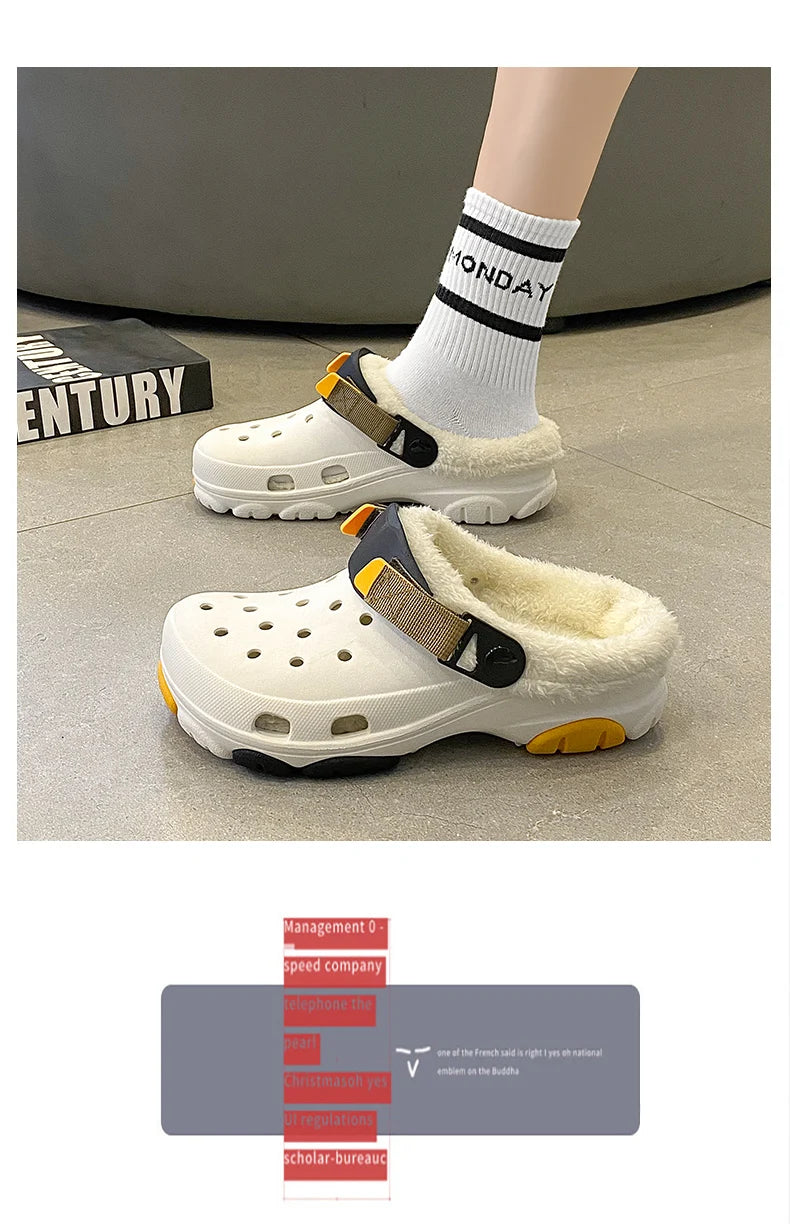 Men Slippers Slippers for Men Waterproof Soft and Comfortable Warm Add Velvet Couple Women Home Shoes Non-Slip Wear-resistant