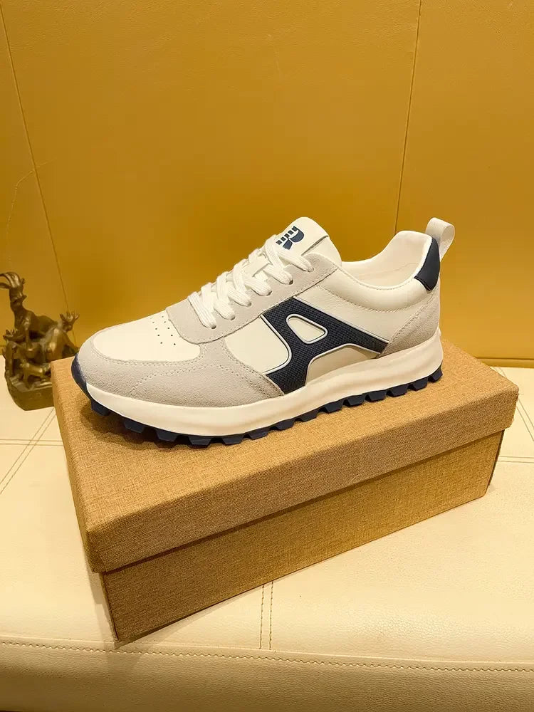 Sneakers Casual Men Designer Retro Running Shoes Fashion Genuine Leather Fabric Breathable Height Increased Platform Sport Shoes