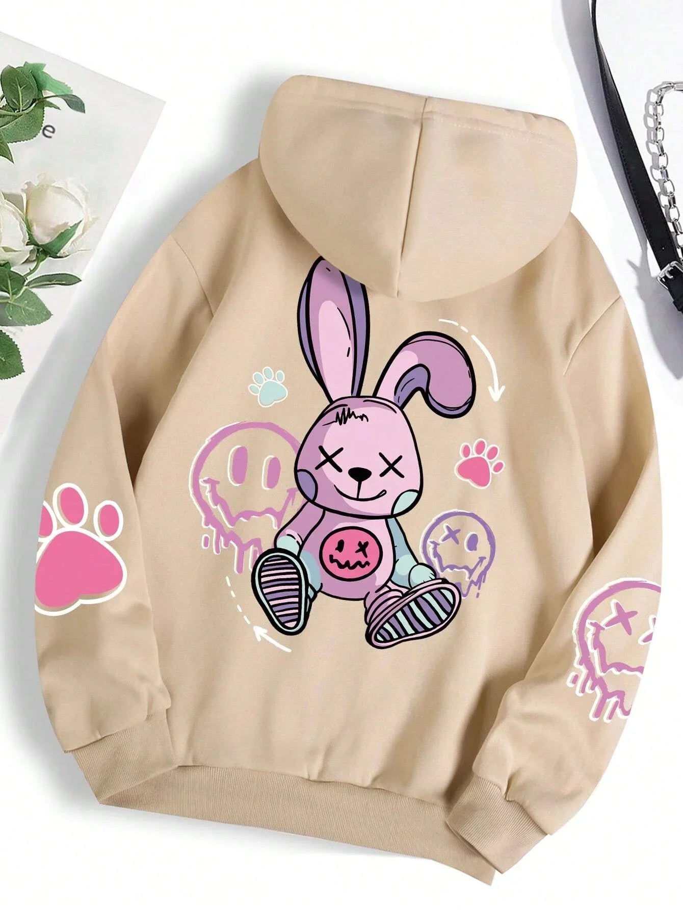 Women Hoodies Hip Hop Street Casual Printed Female Hoodies Oversize Fashion Loose 2025 Sweatshirts Autumn Warm Fleece Clothing