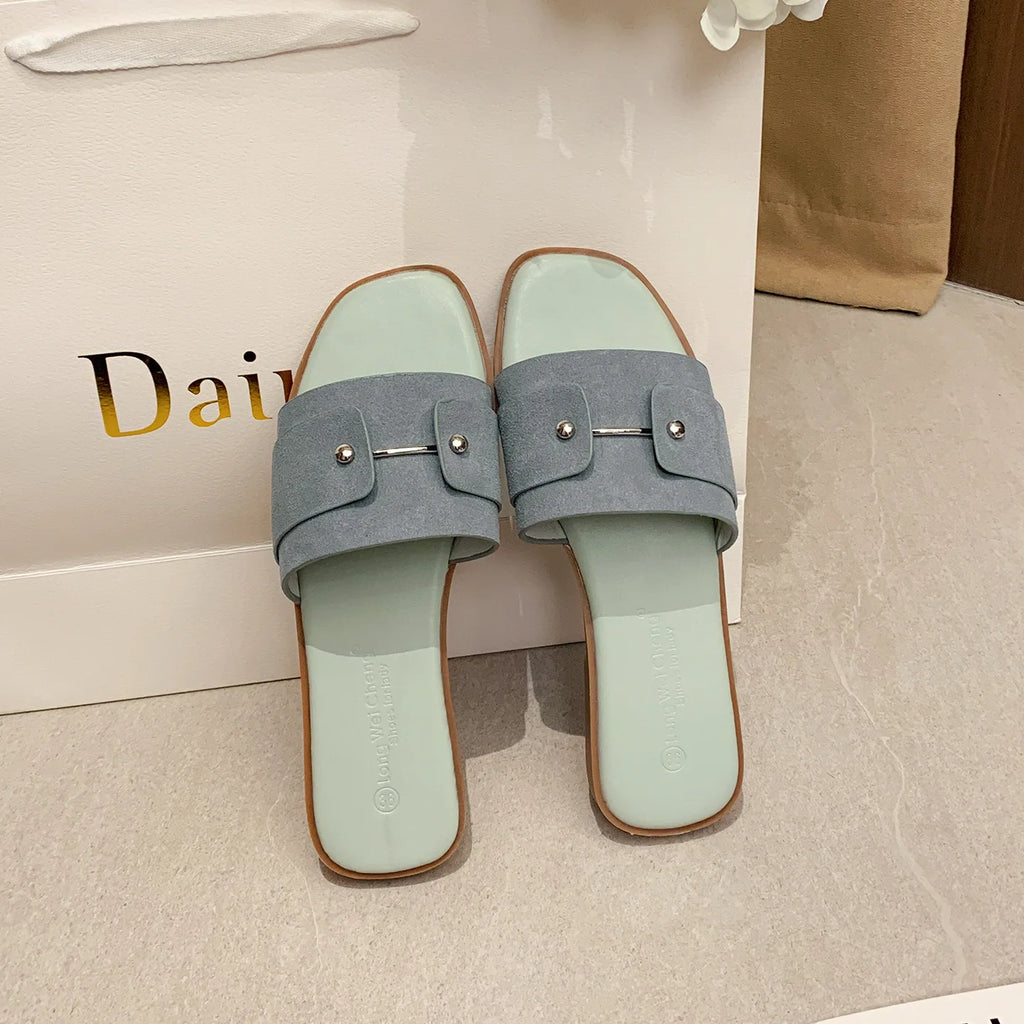 Womens slippers summer elegant versatile casual breathable anti-slip suitable outdoor travel beach activities flat shoes sandals