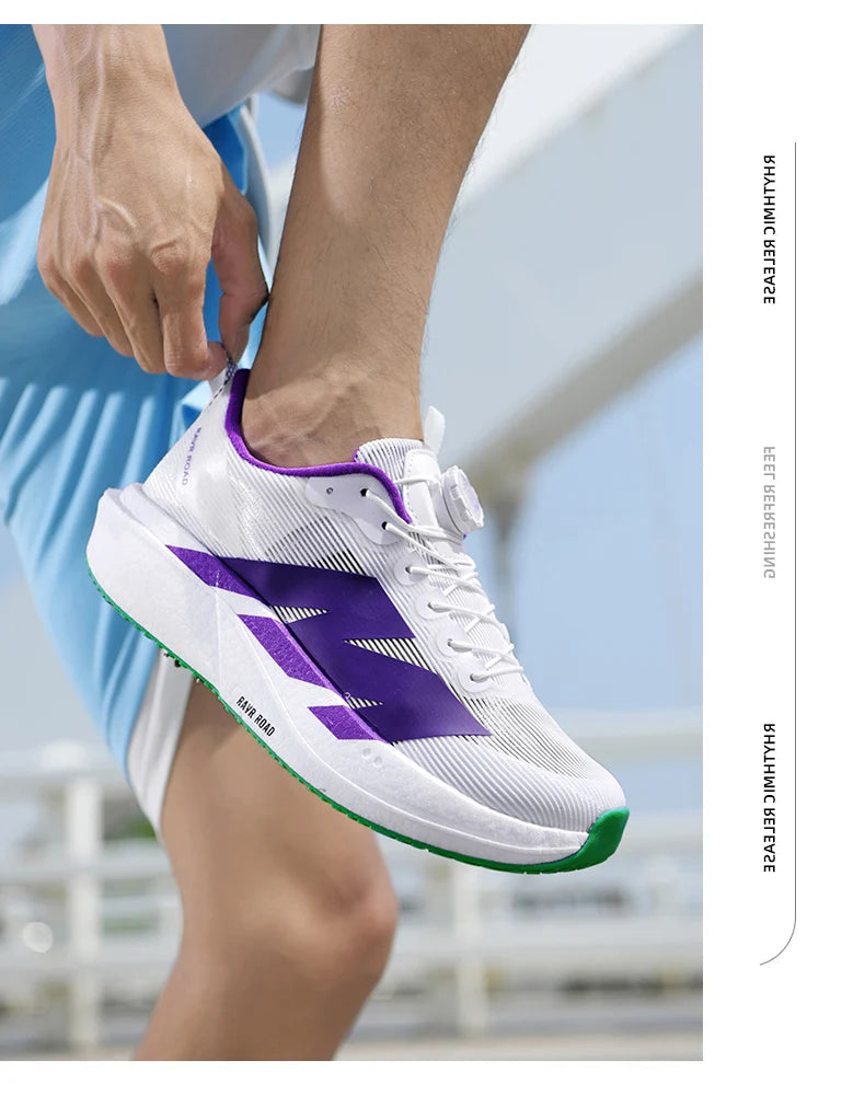 Men's Running Shoes Rotating Buckle Jogging Foam Carbon Plate Cushioning Women's Training Shoes Sneakers