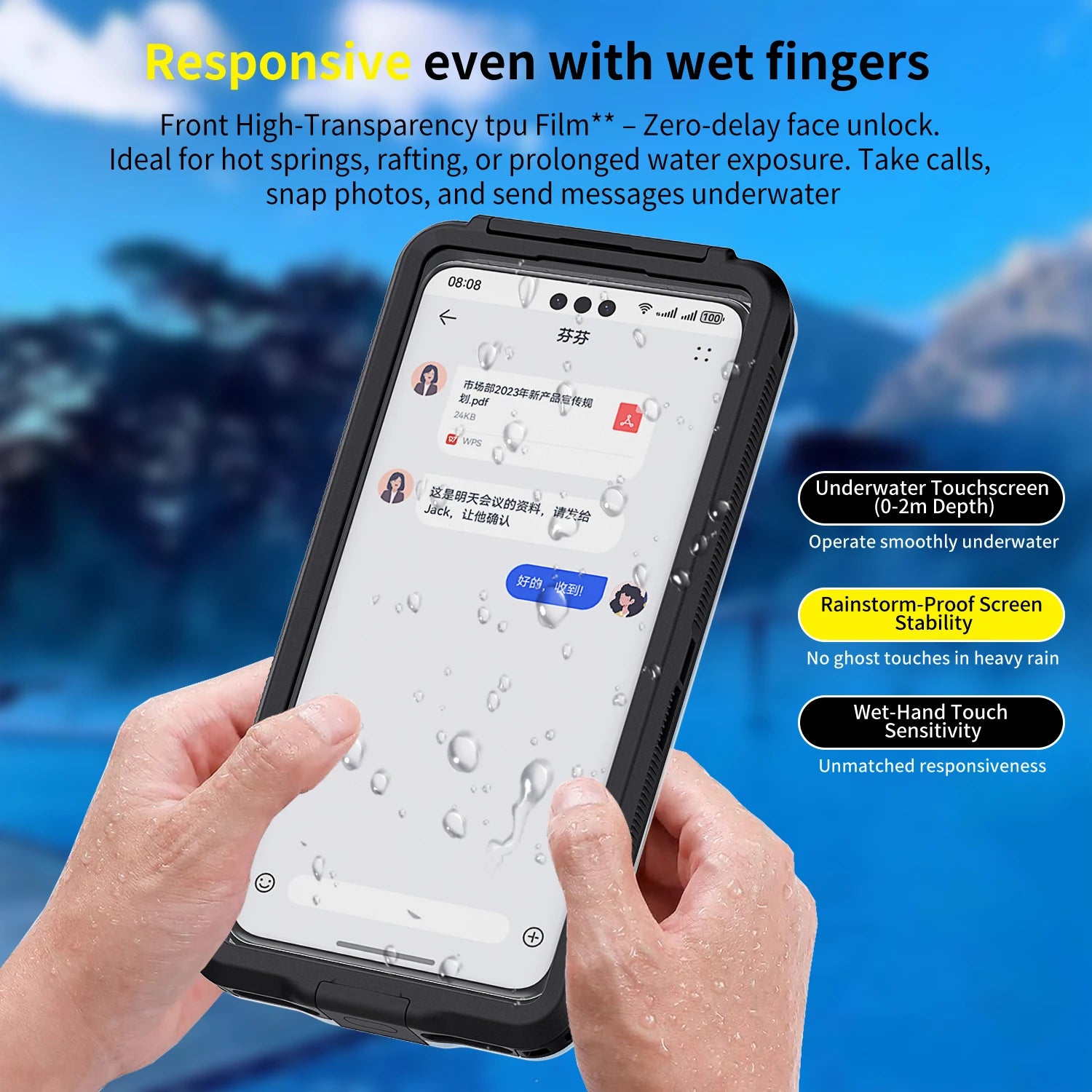 6.9inch universal waterproof phone case, shockproof and durable, available in multiple colors and compatible with various brands