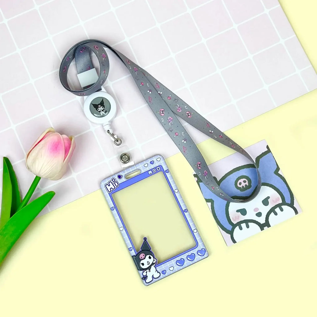 Sanrios ID Card Holder Lanyard Porta Credencial Pochacco Kuromi credit Card Case Cover with Neck Strap for Work Kawaii Accessory