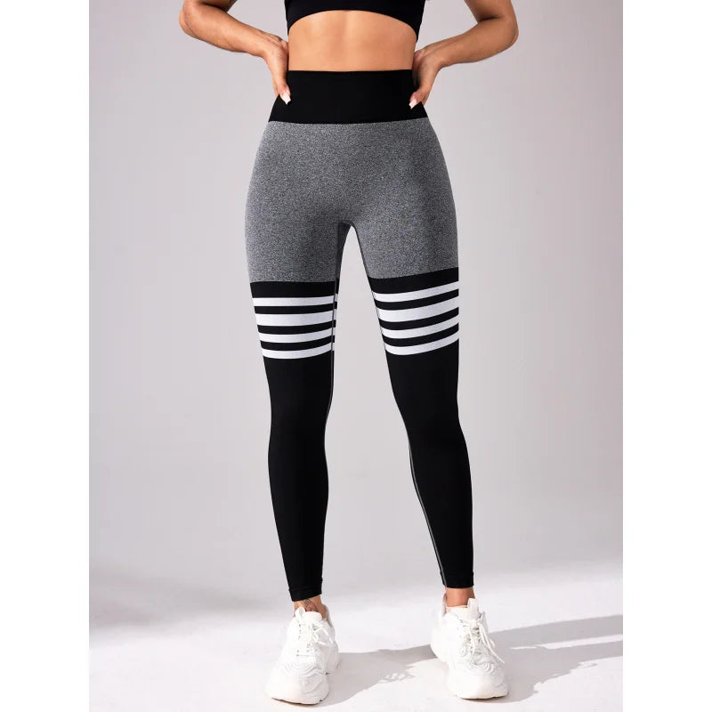 Women V Back Line Leggings Butt Lifting Gym Fitness Athletic Workout Elastic Leggins Outdoor Yoga Pants Sports Training Tights