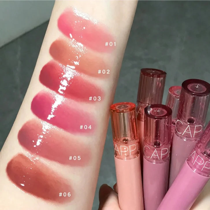 Cappuvini Jelly Mirror Lip Glaze Water Light Moisturizing Lip Gloss Long-lasting Makeup Lipstick Gummy Jelly Mirror Water Glaze