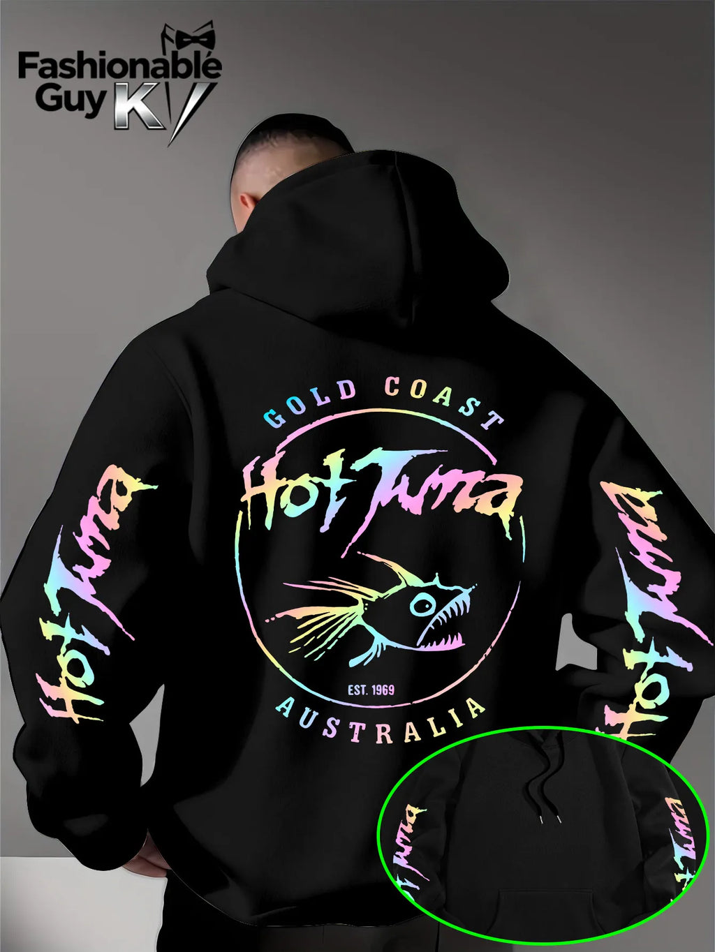 Men Hoodie Hot Tuna Gold Coast Australia 1969 Rainbow Print Casual Streetwear Oversized Sweatshirt Unisex Harajuku Pullover Tops