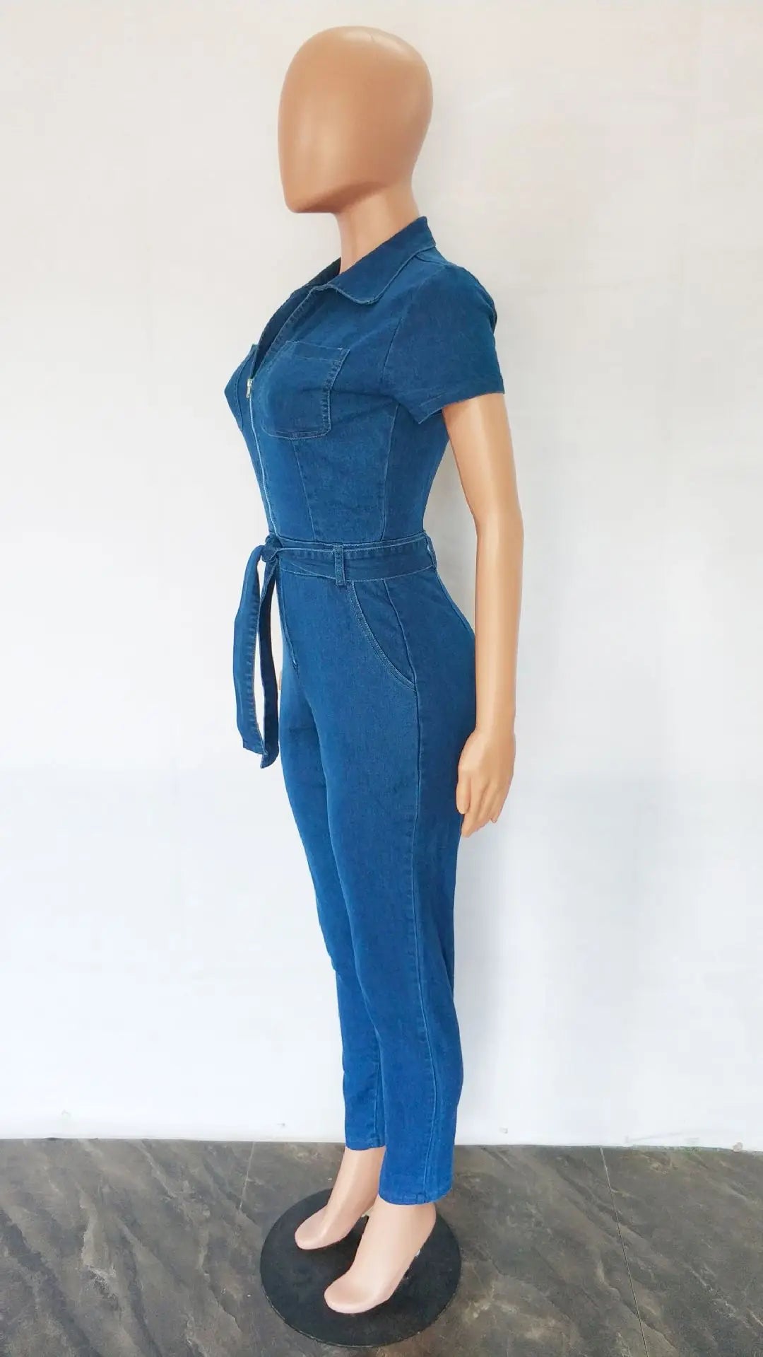 High Street Demin Jumpsuit Sexy Women Turn Down Collar Elegant Jeans Casual Party Overalls Romper