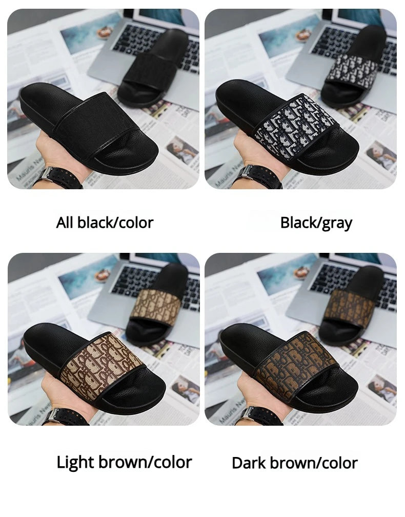 Slipper for Men's Home Slippers Lightweight Summer New Style Flat and Worn Casual Retro Patterned Anti-slip Quick-drying Sandals