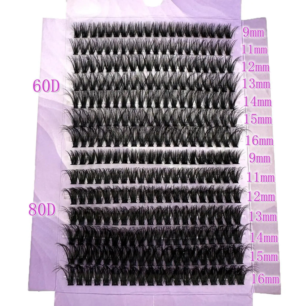 New 14 Rows 5D Fluffy Cluster Lashes 60D+80D/80D+100D Thick Eyelash D/DD Curl 9-16mm Mix Individual Lashes DIY Lash Extensions