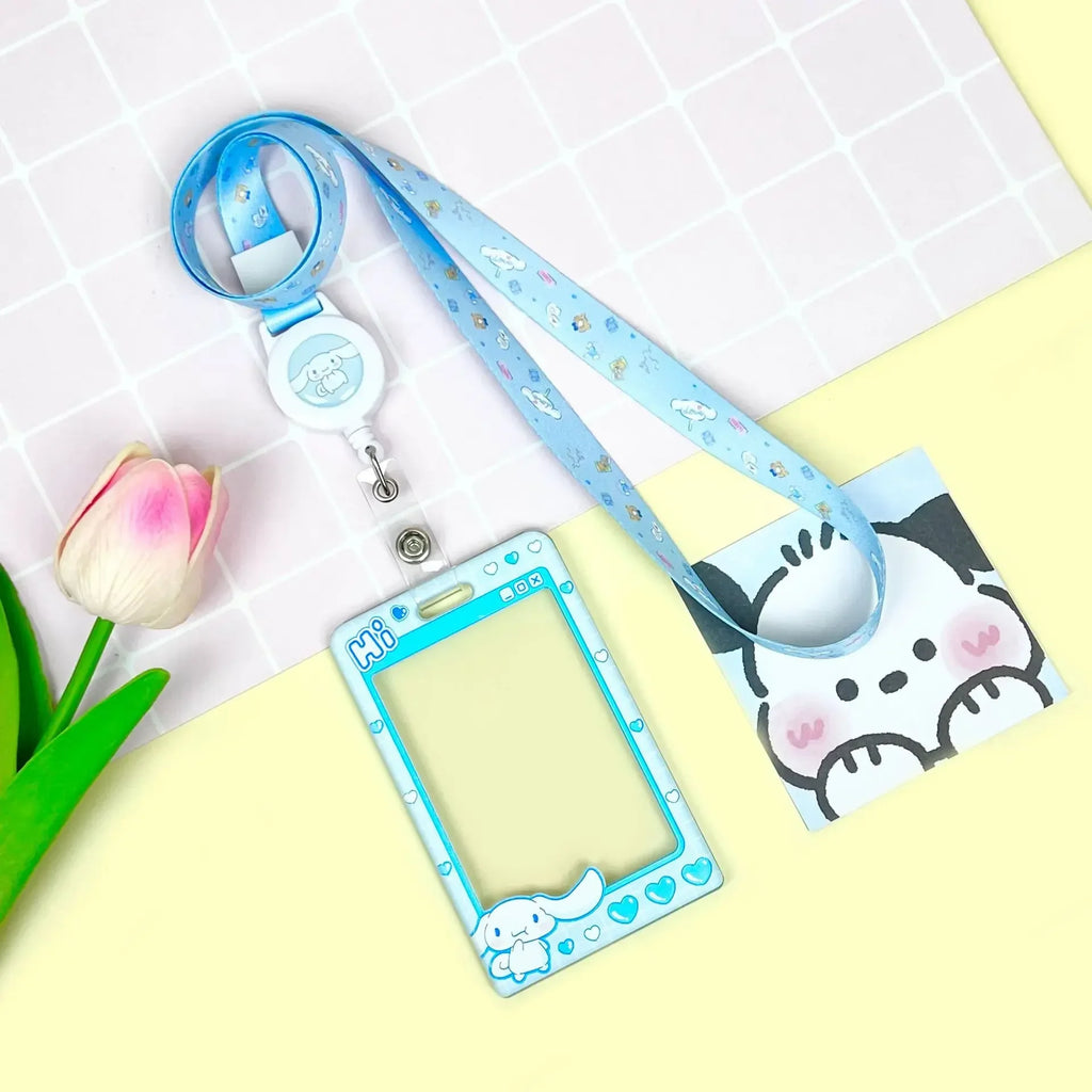 Sanrios ID Card Holder Lanyard Porta Credencial Pochacco Kuromi credit Card Case Cover with Neck Strap for Work Kawaii Accessory